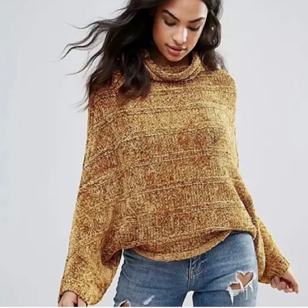 Free People Velvet Dreams Gold Sweater